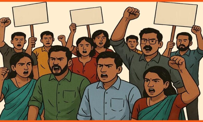 बैतूल में संविदा कर्मचारियों का अनोखा प्रदर्शन, थाली-चम्मच-लोटा बजाकर आदिवासी विकास विभाग के खिलाफ आंदोलन