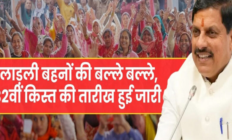 लाड़ली योजना: 32वीं किस्त आज, सीएम मोहन यादव नर्मदापुरम से करेंगे हस्तांतरण