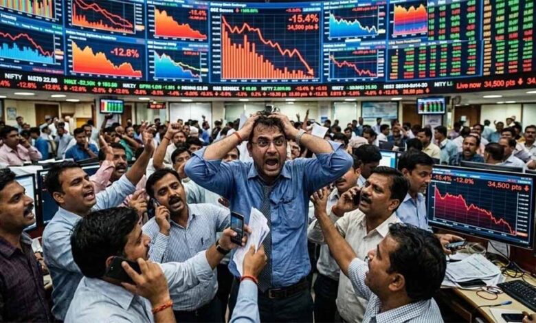 सेंसेक्स 2400 और निफ्टी 700 अंक लुढ़का, युद्ध की आग में निवेशकों के 15 लाख करोड़ स्वाहा