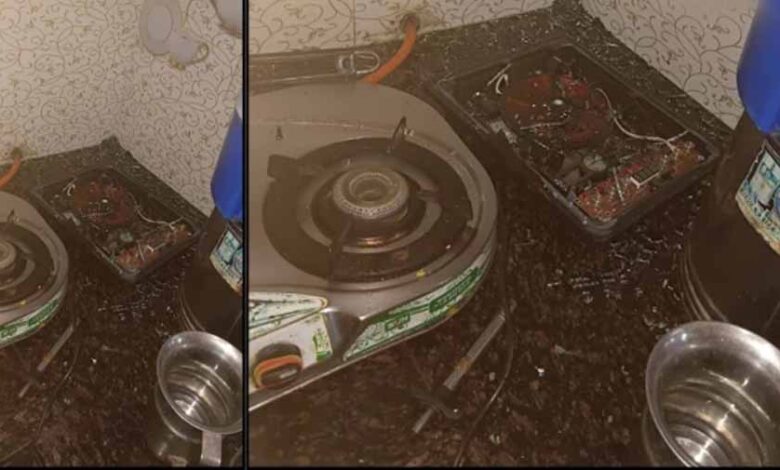 रसोई में बड़ा हादसा टला: इंडक्शन चूल्हा बम की तरह फटा, कांच के टुकड़े उड़कर बिखरे