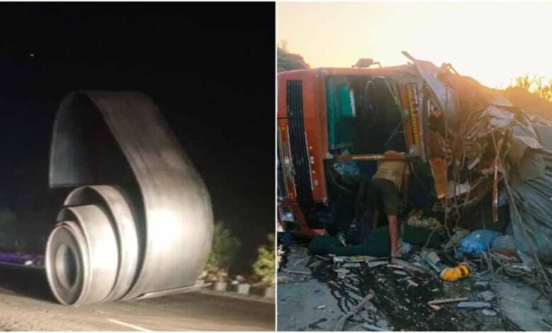 इंदौर में दर्दनाक हादसा: ट्रक से स्टील रोल गिरा, 5 वाहन टकराए, एक की मौत